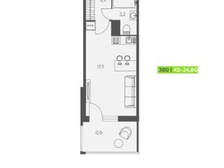 Студия, 24.8 м², 7/12 этаж