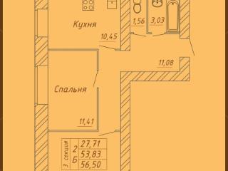 2-комн., 56.5 м²